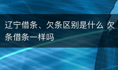 辽宁借条、欠条区别是什么 欠条借条一样吗