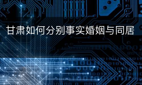 甘肃如何分别事实婚姻与同居