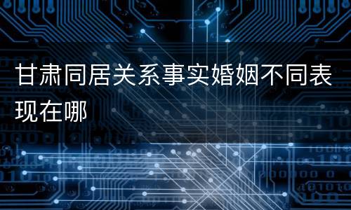 甘肃同居关系事实婚姻不同表现在哪