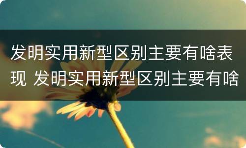 发明实用新型区别主要有啥表现 发明实用新型区别主要有啥表现和特点