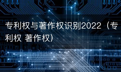 专利权与著作权识别2022（专利权 著作权）