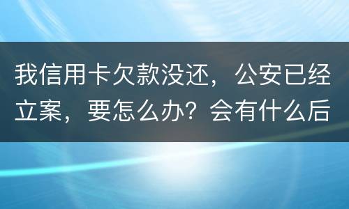 我信用卡欠款没还，公安已经立案，要怎么办？会有什么后果