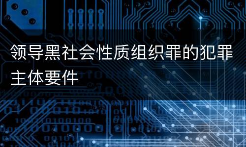 领导黑社会性质组织罪的犯罪主体要件