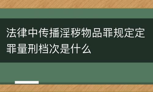 法律中传播淫秽物品罪规定定罪量刑档次是什么