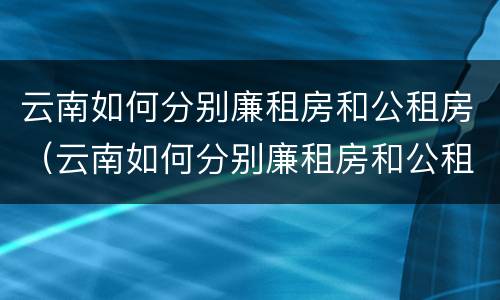 云南如何分别廉租房和公租房（云南如何分别廉租房和公租房呢）