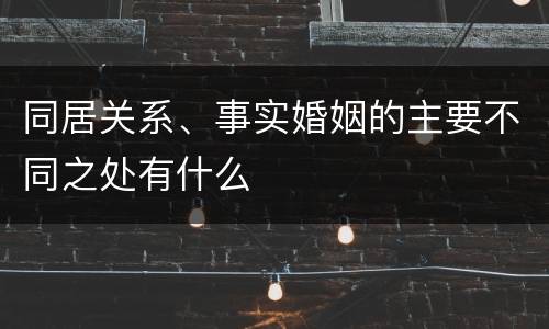 同居关系、事实婚姻的主要不同之处有什么