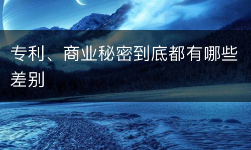 专利、商业秘密到底都有哪些差别