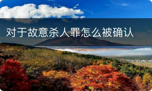 对于故意杀人罪怎么被确认