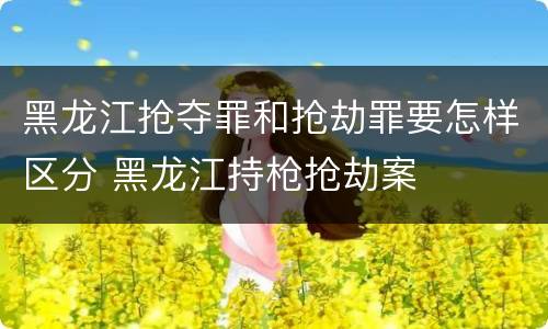 黑龙江抢夺罪和抢劫罪要怎样区分 黑龙江持枪抢劫案