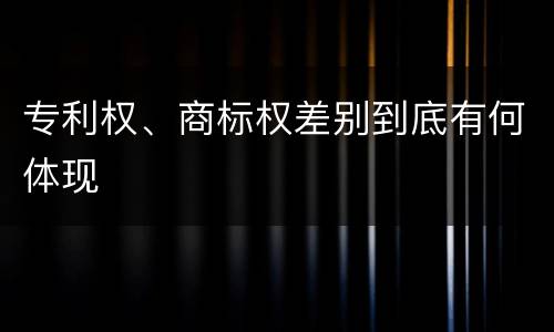 专利权、商标权差别到底有何体现