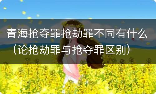 青海抢夺罪抢劫罪不同有什么（论抢劫罪与抢夺罪区别）