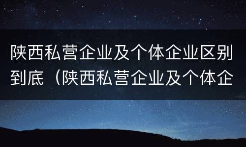 陕西私营企业及个体企业区别到底（陕西私营企业及个体企业区别到底是什么）
