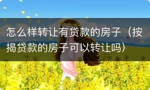 怎么样转让有贷款的房子（按揭贷款的房子可以转让吗）