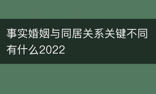 事实婚姻与同居关系关键不同有什么2022