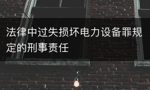 法律中过失损坏电力设备罪规定的刑事责任