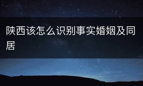 陕西该怎么识别事实婚姻及同居