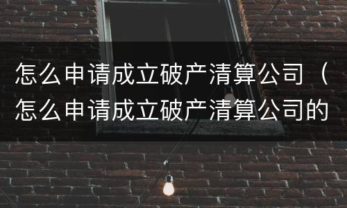 怎么申请成立破产清算公司（怎么申请成立破产清算公司的条件）