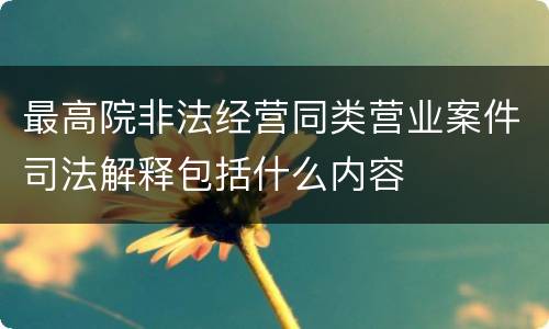 最高院非法经营同类营业案件司法解释包括什么内容