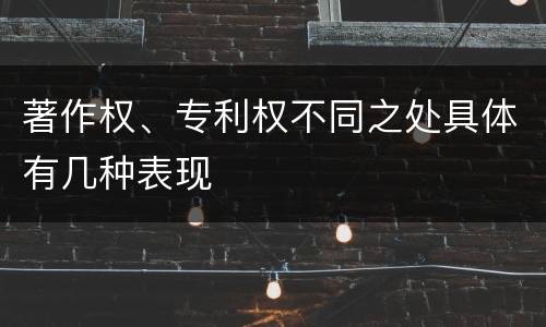 著作权、专利权不同之处具体有几种表现