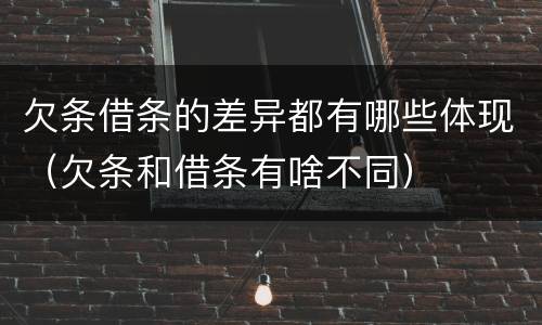 欠条借条的差异都有哪些体现（欠条和借条有啥不同）