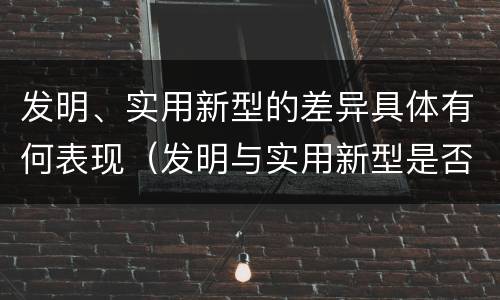 发明、实用新型的差异具体有何表现（发明与实用新型是否具有实用性）