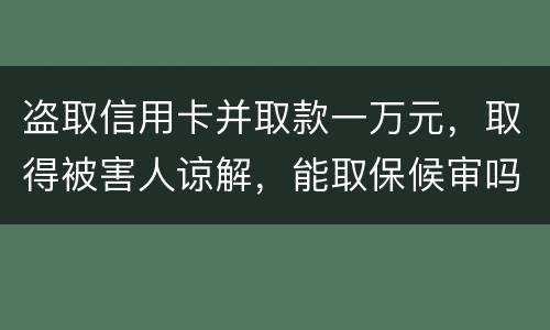 盗取信用卡并取款一万元，取得被害人谅解，能取保候审吗