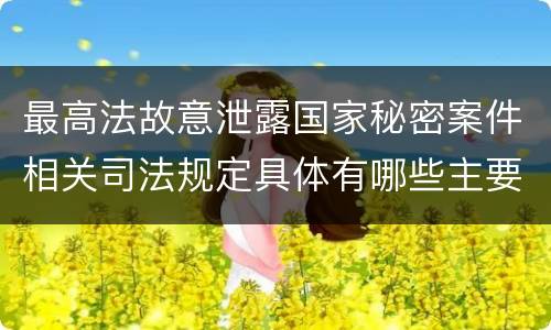 最高法故意泄露国家秘密案件相关司法规定具体有哪些主要内容
