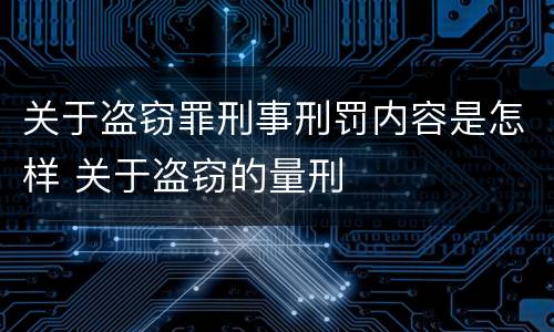 关于盗窃罪刑事刑罚内容是怎样 关于盗窃的量刑
