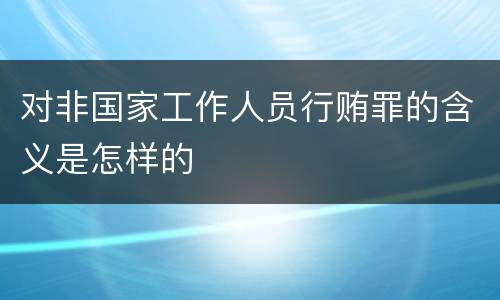 对非国家工作人员行贿罪的含义是怎样的