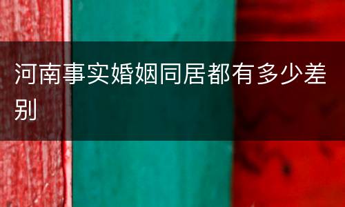 河南事实婚姻同居都有多少差别