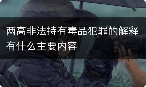 两高非法持有毒品犯罪的解释有什么主要内容