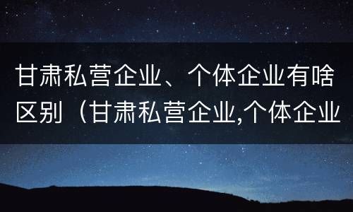 甘肃私营企业、个体企业有啥区别（甘肃私营企业,个体企业有啥区别吗）