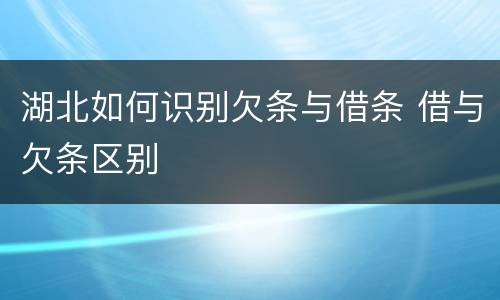 湖北如何识别欠条与借条 借与欠条区别