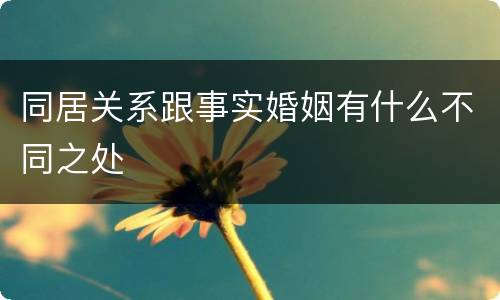 同居关系跟事实婚姻有什么不同之处