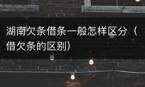 湖南欠条借条一般怎样区分（借欠条的区别）