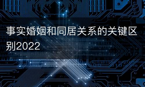 事实婚姻和同居关系的关键区别2022