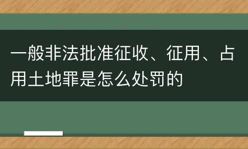 一般非法批准征收、征用、占用土地罪是怎么处罚的