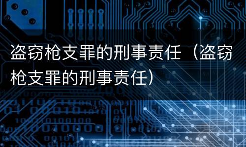 盗窃枪支罪的刑事责任（盗窃枪支罪的刑事责任）