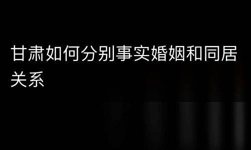 甘肃如何分别事实婚姻和同居关系