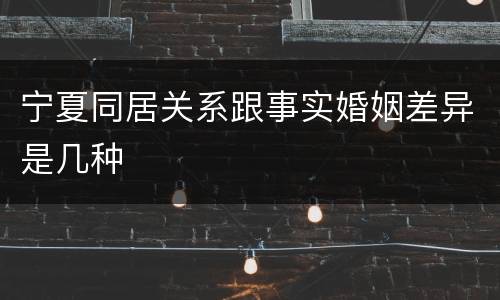 宁夏同居关系跟事实婚姻差异是几种