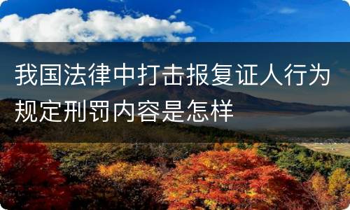 我国法律中打击报复证人行为规定刑罚内容是怎样