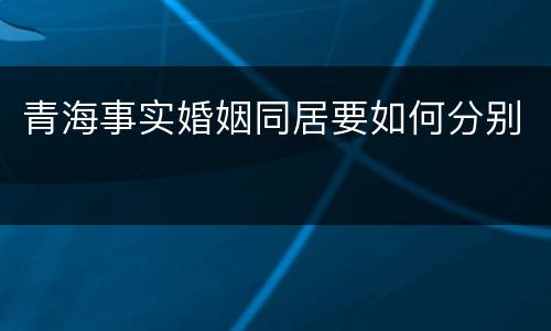 青海事实婚姻同居要如何分别