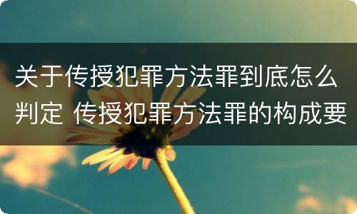 关于传授犯罪方法罪到底怎么判定 传授犯罪方法罪的构成要件
