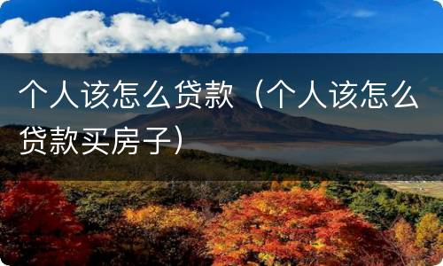 个人该怎么贷款（个人该怎么贷款买房子）