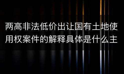 两高非法低价出让国有土地使用权案件的解释具体是什么主要规定