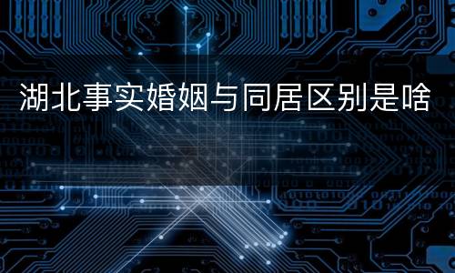湖北事实婚姻与同居区别是啥