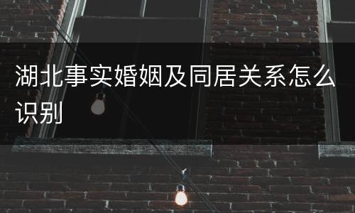 湖北事实婚姻及同居关系怎么识别