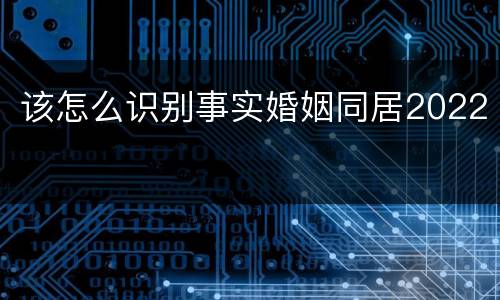 该怎么识别事实婚姻同居2022