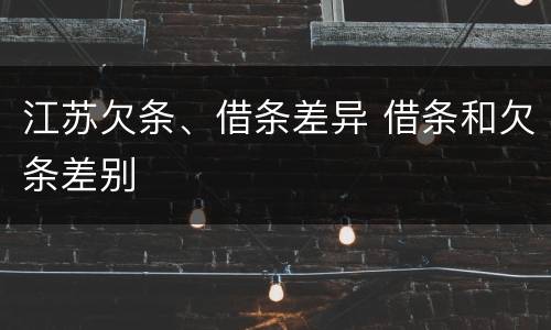 江苏欠条、借条差异 借条和欠条差别