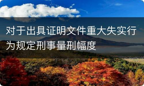 对于出具证明文件重大失实行为规定刑事量刑幅度